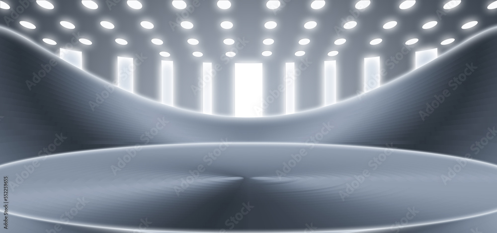 Poster 3d rendering metal silver texture display exhibition future science and technology spatial sense bac