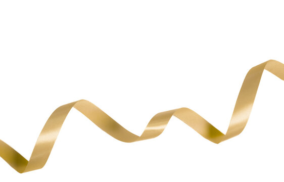 Gold color riboon bow for decoration christmas, new year, anniversary or birthday white background.