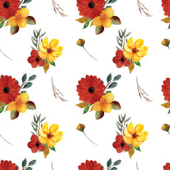 Obraz premium Colorful Watercolor Floral Seamless Pattern