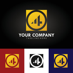 Abstract corporate branding logo design, template design with number 4 icon