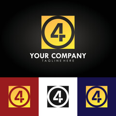 Abstract corporate branding logo design, template design with number 4 icon