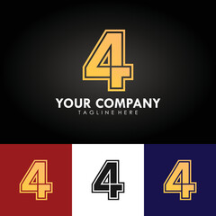 Abstract corporate branding logo design, template design with number 4 icon