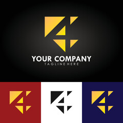 Abstract corporate branding logo design, template design with number 4 icon