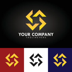 Abstract corporate branding logo design, template design with rotating triangle icon