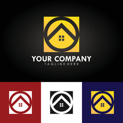 abstract real estate company branding logo design, triangle, circle and windows design