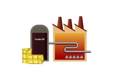 Animation showing the process of refining crude oil through fractional distillation