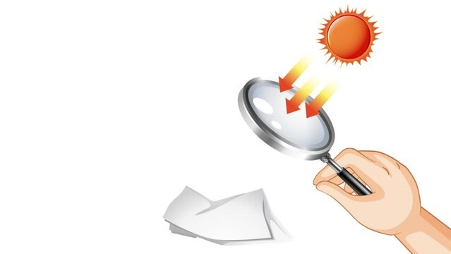 Using a magnifying glass to burn paper