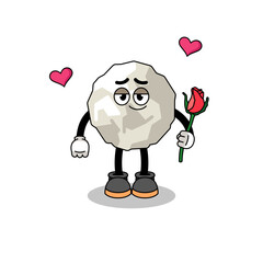 crumpled paper mascot falling in love