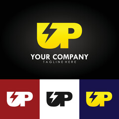 abstract electrical company branding logo design, template design with the icon of the letter UP