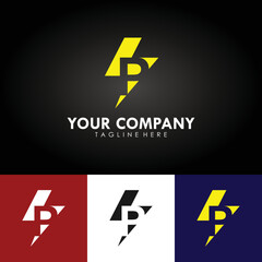 abstract electrical company branding design logo, template design with lightning icon