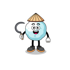 Illustration of snowball as an asian farmer
