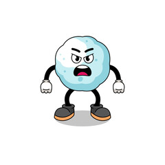 snowball cartoon illustration with angry expression