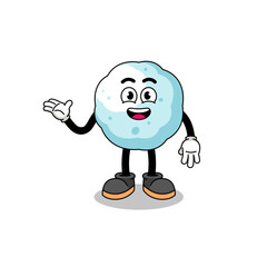 snowball cartoon with welcome pose