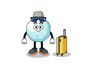 snowball mascot doing vacation