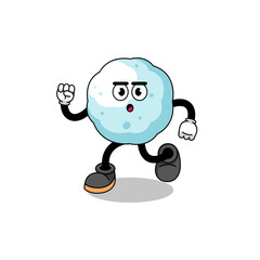 running snowball mascot illustration