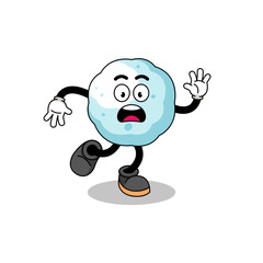slipping snowball mascot illustration