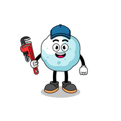 snowball illustration cartoon as a plumber