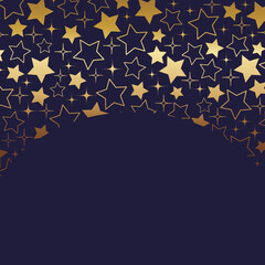 キラキラと星の背景　正方形　ネイビー＆ゴールド