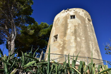 observation tower in village Santa Maria Navarrese on island Sardinia