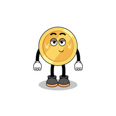 japanese yen cartoon couple with shy pose