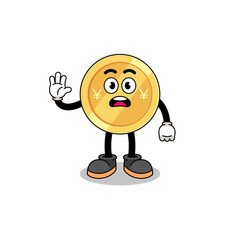 Fototapeta premium japanese yen cartoon illustration doing stop hand