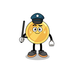 Cartoon Illustration of japanese yen police