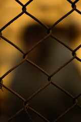 Fototapeta premium brown rusty wire fence abstract textured background