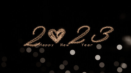 sparkling 2023 new year with bokeh background banner poster