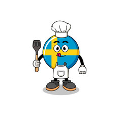 Mascot Illustration of sweden flag chef