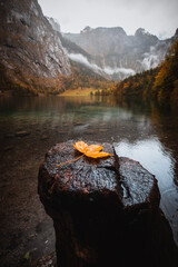 Mountain Lake in Autumn - Obersee Lake in Bavaria germany