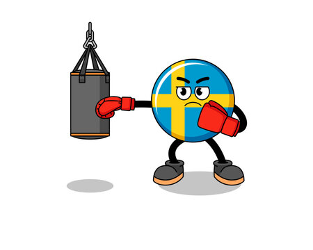 Illustration of sweden flag boxer