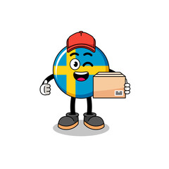 sweden flag mascot cartoon as an courier
