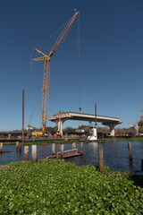 DeLand, Florida, USA. 2022. Construction work to build a new concrete bridge over St Johns River near DeLand Florida.