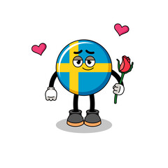 sweden flag mascot falling in love