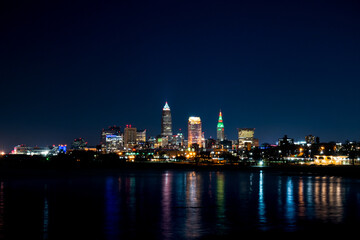 Fototapeta na wymiar Colorful Cleveland lights.