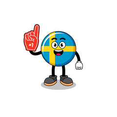 Cartoon mascot of sweden flag number 1 fans