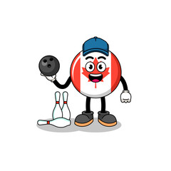 Mascot of canada flag as a bowling player