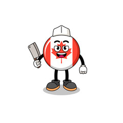 Mascot of canada flag as a butcher