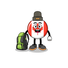Illustration of canada flag mascot as a hiker