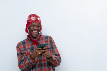 young african man excited with the news he saw on his phone