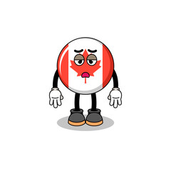 canada flag cartoon with fatigue gesture