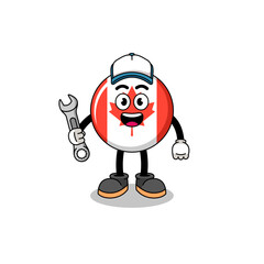 canada flag illustration cartoon as a mechanic