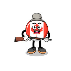 Cartoon Illustration of canada flag hunter