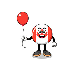 Cartoon of canada flag holding a balloon