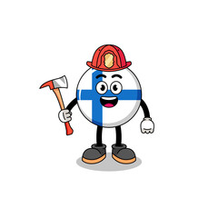 Fototapeta premium Cartoon mascot of finland firefighter