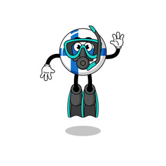 Character cartoon of finland as a diver