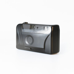 A point-and-shoot film camera from the 90s. Standard form. isolated on white background