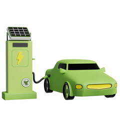 Green Electric Car 3d realistic render