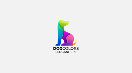 Colorful Dog vector design logo template