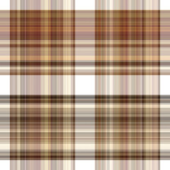 Woodland white tartan seamless pattern textile. Tonal autumnal forest plaid with organic texture. Background of orange stripe for rough wallpaper. 